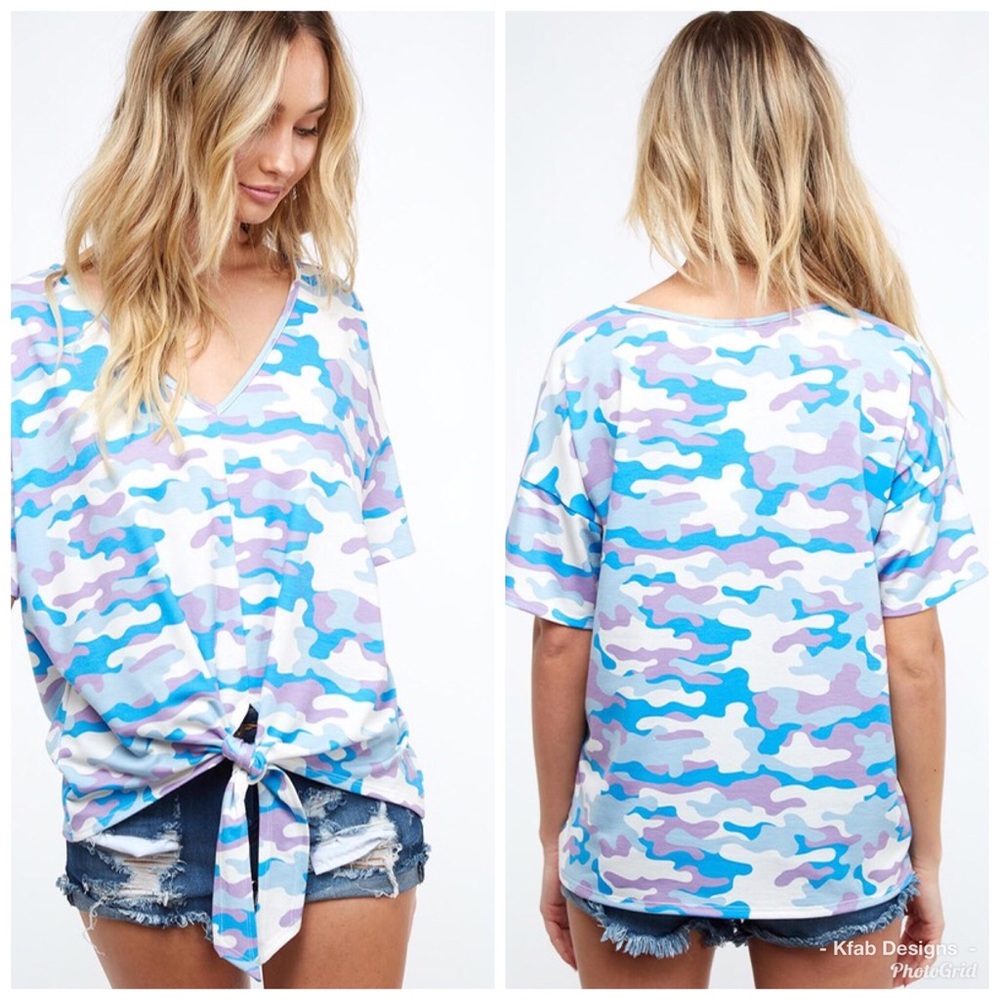 💖LAST 1! French Terry Camo Front Tie Top! - Picture 4 of 5